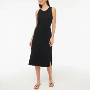 J .Crew Black Sleeve Less Round Neck Tie-Back Knit Midi Sheath Dress Size XS